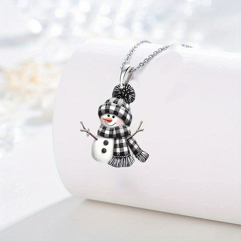 3pcs Retro Snowman Necklace & Earrings Set for Women